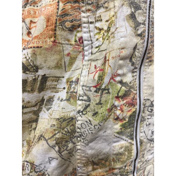 Chico's Size 1 Printed postmark stamps Travel Jacket 2/ matching tank - Picture 3 of 7